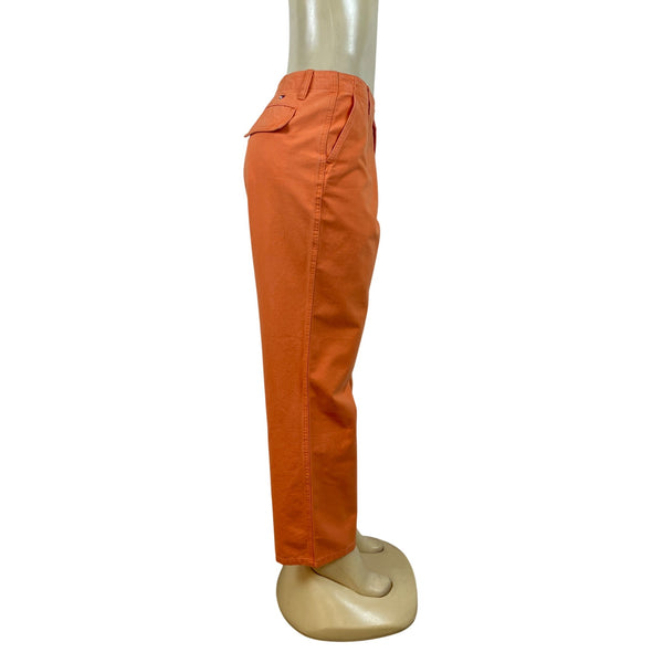 Tommy Hilfiger Womens Orange Cotton Pants Size 14 Made In Mauritius