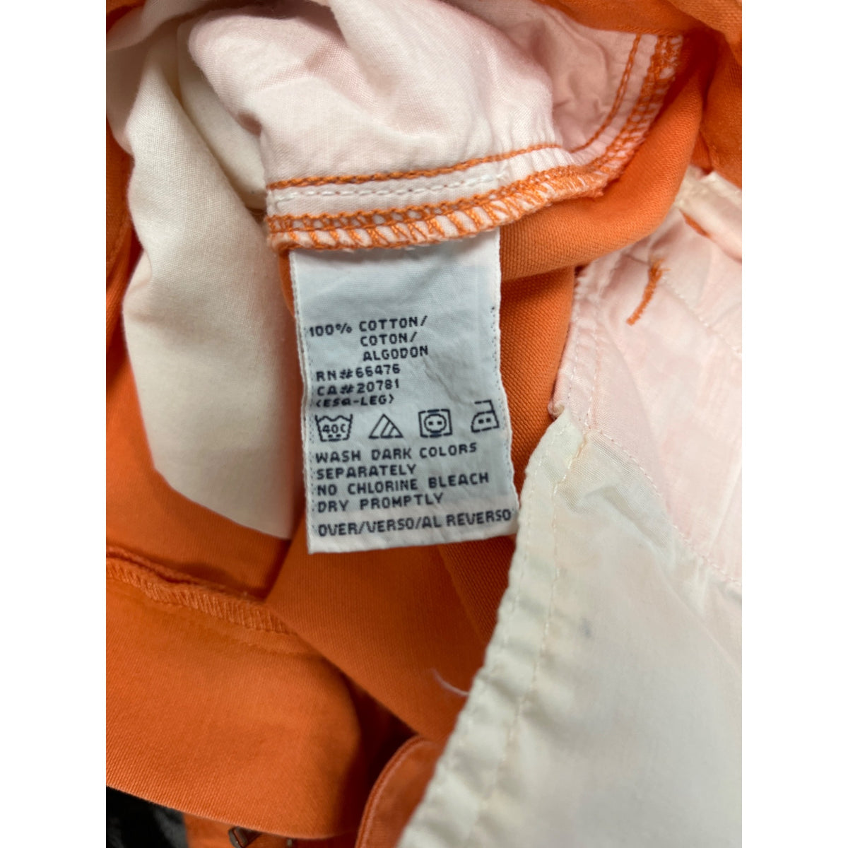 Tommy Hilfiger Womens Orange Cotton Pants Size 14 Made In Mauritius