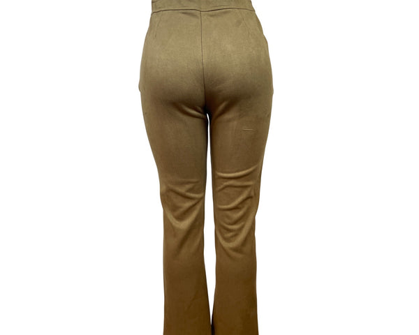 Threadbare Women's Brown Faux Suede Slim-Fit Pants With Front-Slits Sz 4