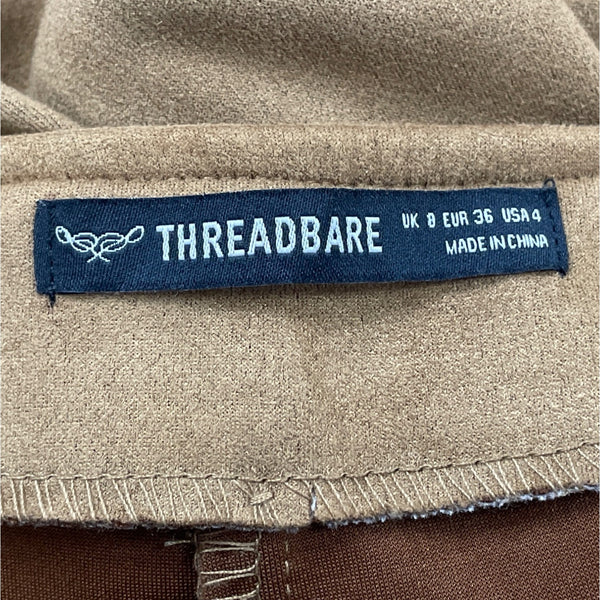 Threadbare Women's Brown Faux Suede Slim-Fit Pants With Front-Slits Sz 4