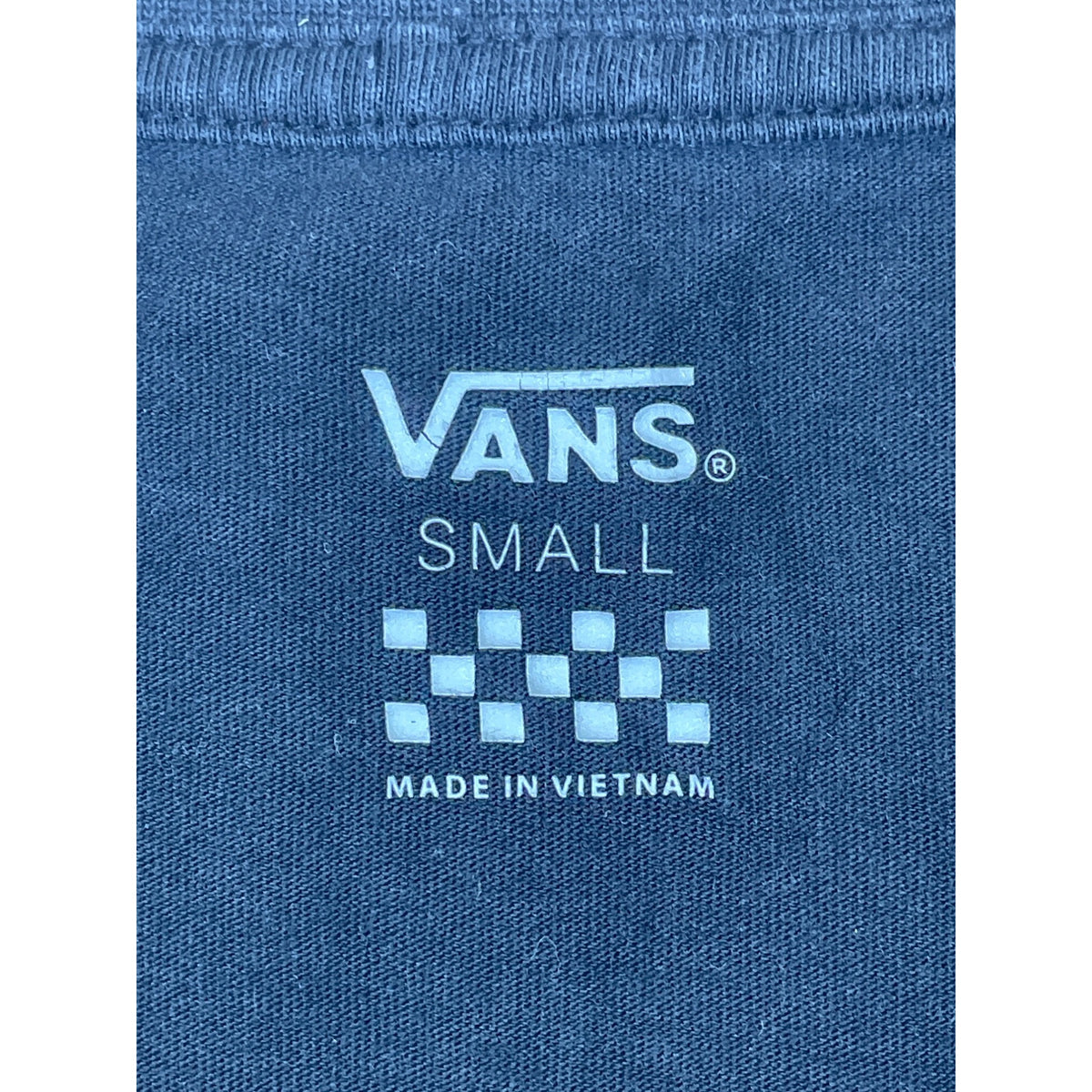 Vans Womens Black Cotton Cropped Long Sleeve "Off The Wall" Logo Tee Small