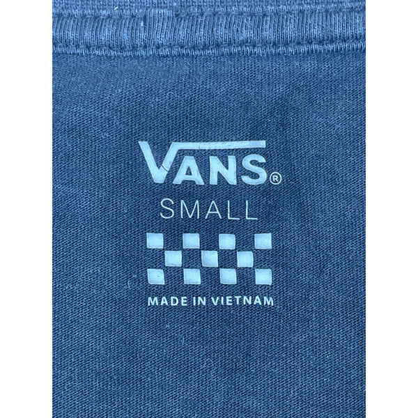 Vans Womens Black Cotton Cropped Long Sleeve "Off The Wall" Logo Tee Small
