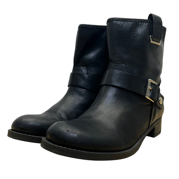Tommy Hilfiger Women’s Black Leather Strap Buckle “Fate” Ankle Boots Size 9M