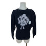 Vintage Designed By Deans Womens Black Beaded Floral Sweater Pullover Sz M - New