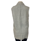 Classiques Entier Beige Linen Sleeveless Button-Up With Pockets Womens Vest Sz M
