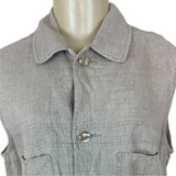Classiques Entier Beige Linen Sleeveless Button-Up With Pockets Womens Vest Sz M