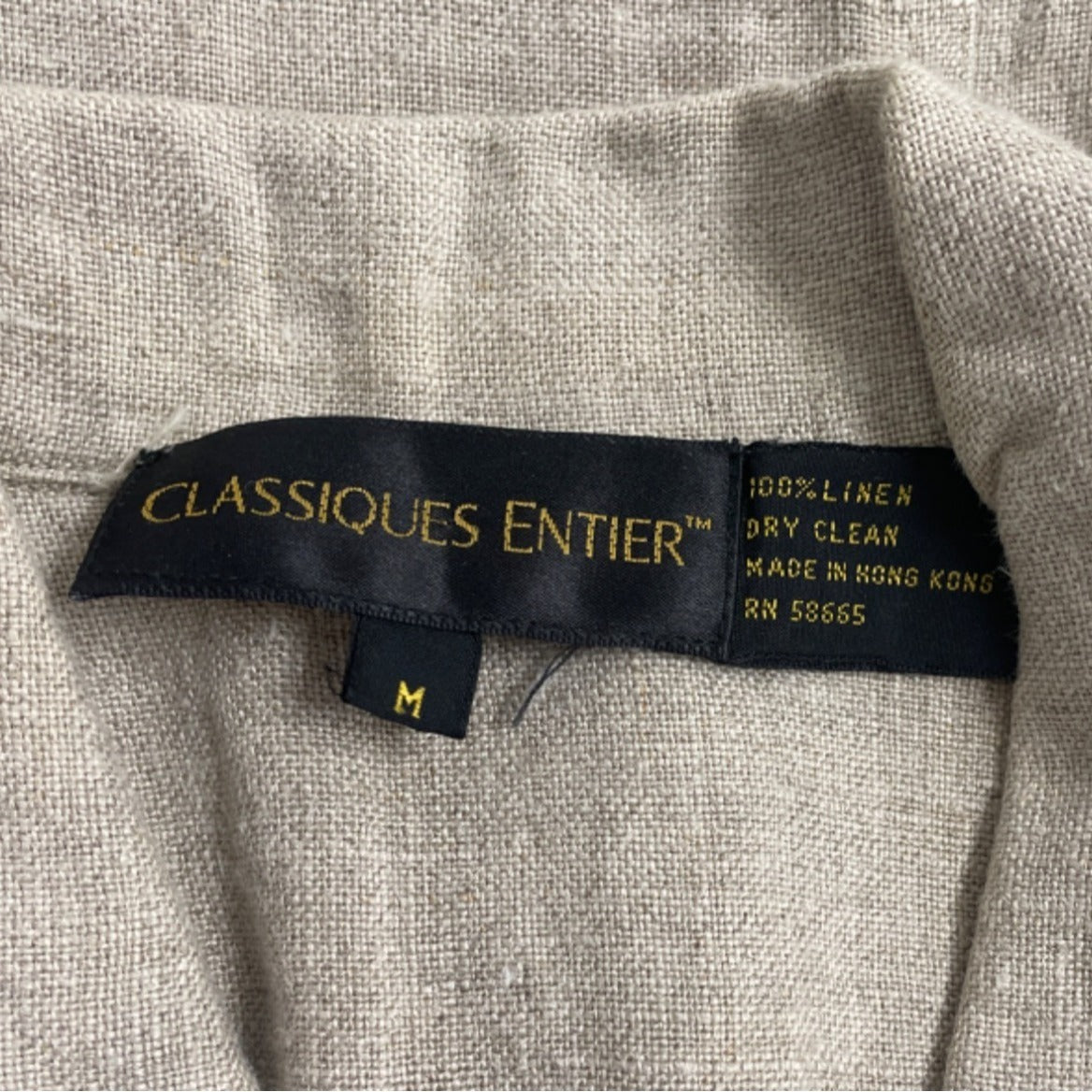 Classiques Entier Beige Linen Sleeveless Button-Up With Pockets Womens Vest Sz M