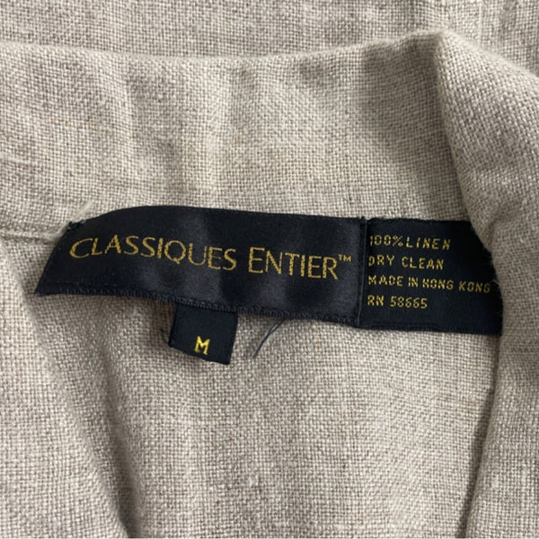 Classiques Entier Beige Linen Sleeveless Button-Up With Pockets Womens Vest Sz M