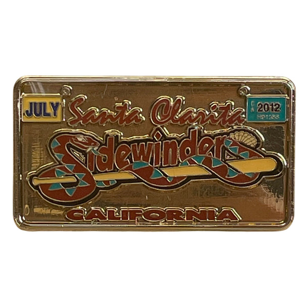 Santa Clarita Sidewinder 2012 Gold Metal Lapel Pin With July California License Plate Design