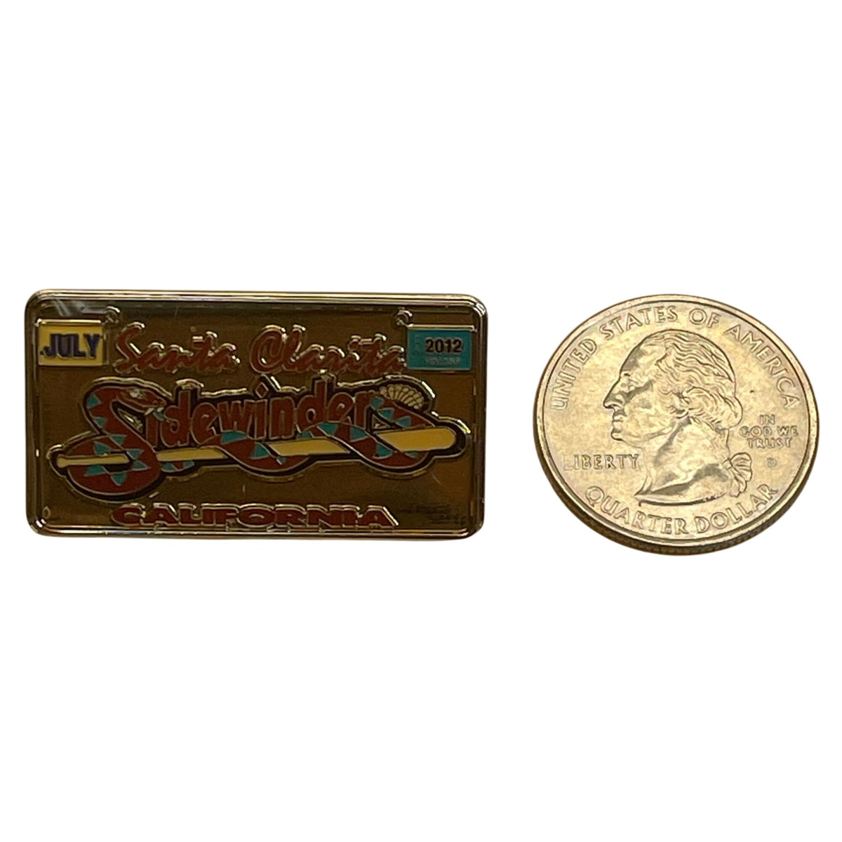 Santa Clarita Sidewinder 2012 Gold Metal Lapel Pin With July California License Plate Design