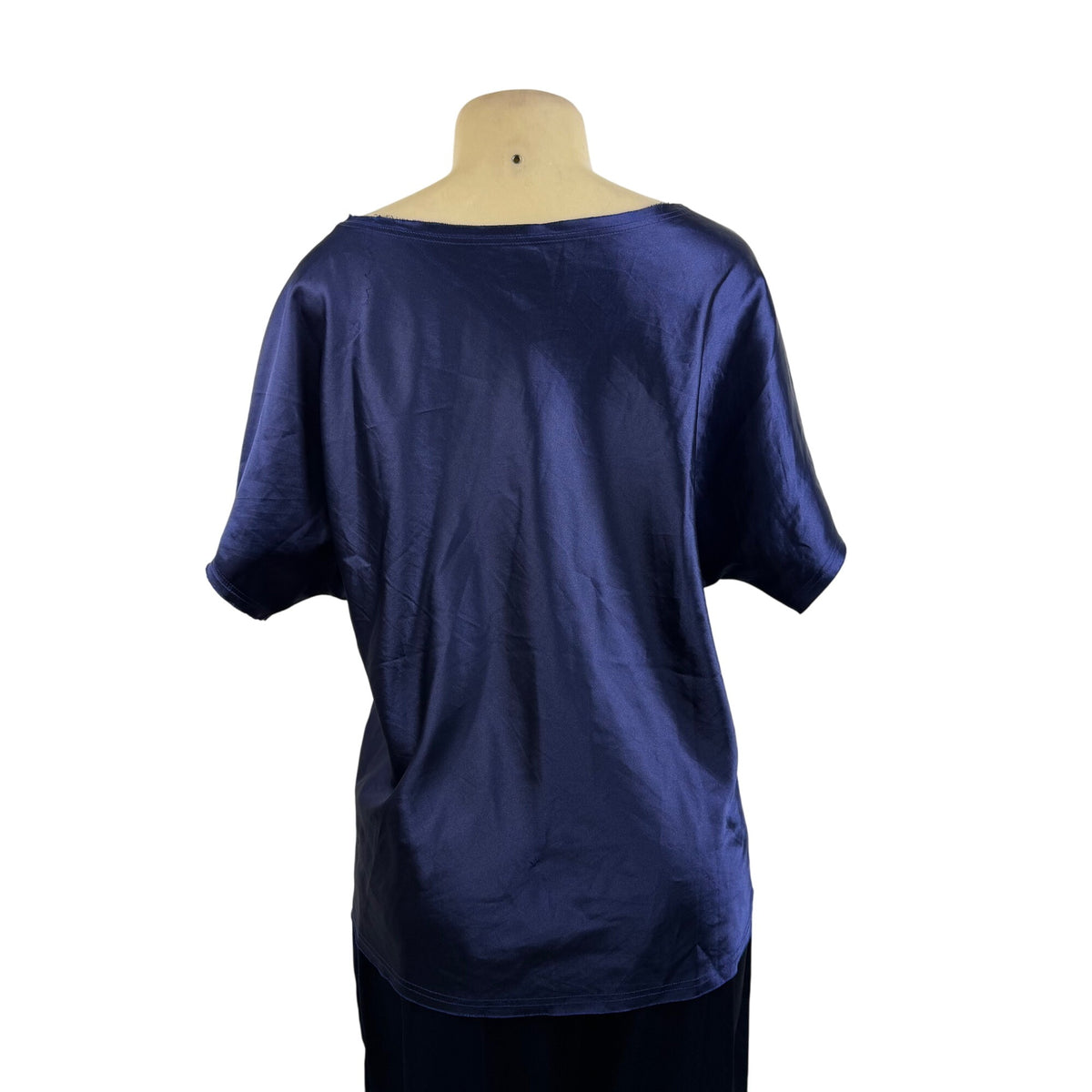 My-Bodhi Women’s Navy Satin Silk Shirt & Pants Set Loose Fit Chic  Sz L/XL