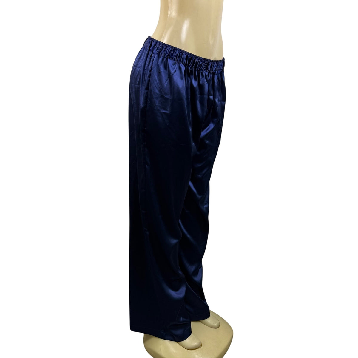 My-Bodhi Women’s Navy Satin Silk Shirt & Pants Set Loose Fit Chic  Sz L/XL