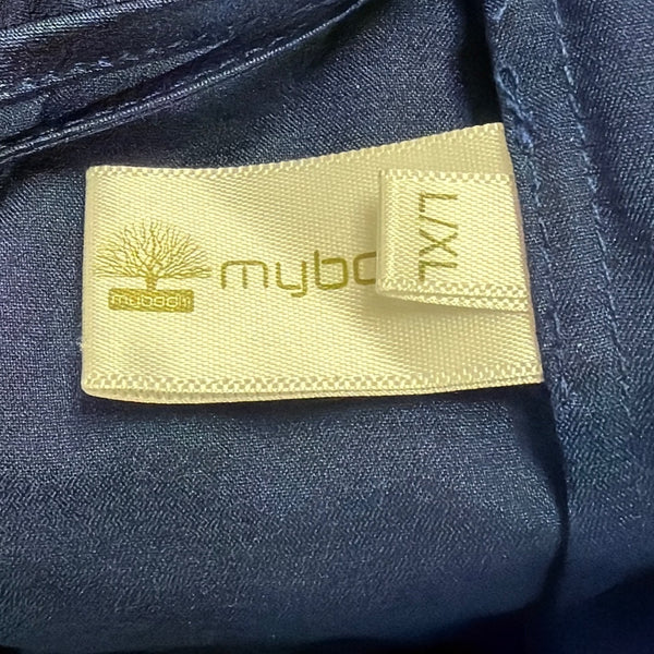 My-Bodhi Women’s Navy Satin Silk Shirt & Pants Set Loose Fit Chic  Sz L/XL