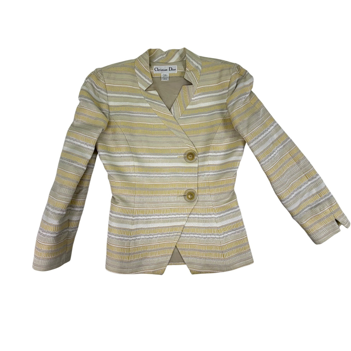 Christian Dior Women’s Yellow & White Stripe Blazer & Skirt Set Size 2