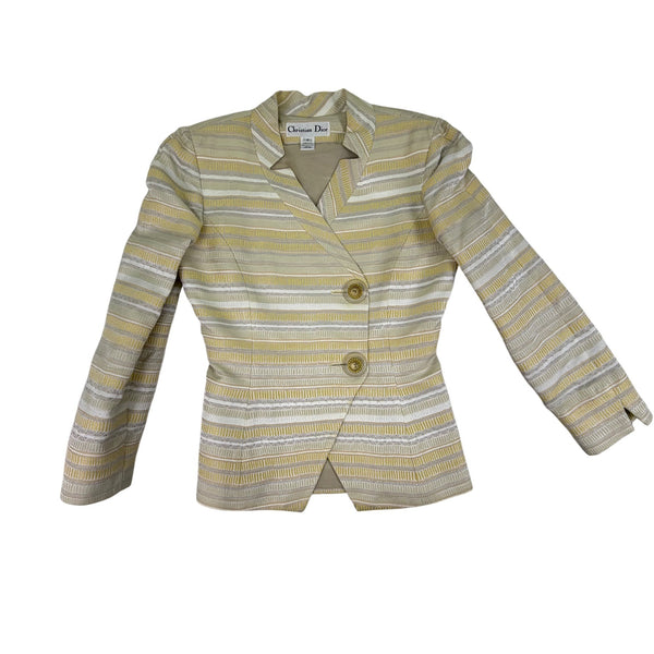 Christian Dior Women’s Yellow & White Stripe Blazer & Skirt Set Size 2