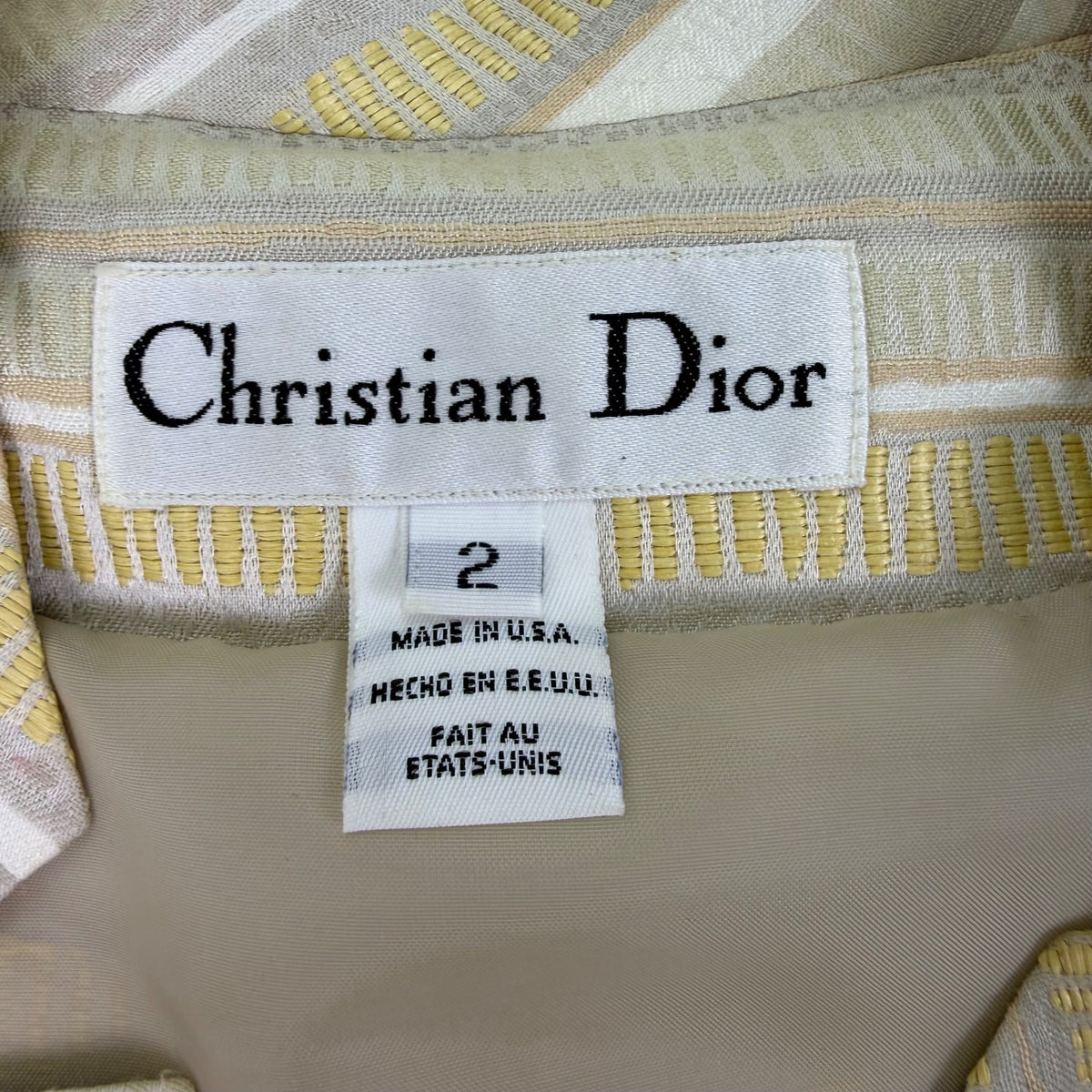 Christian Dior Women’s Yellow & White Stripe Blazer & Skirt Set Size 2
