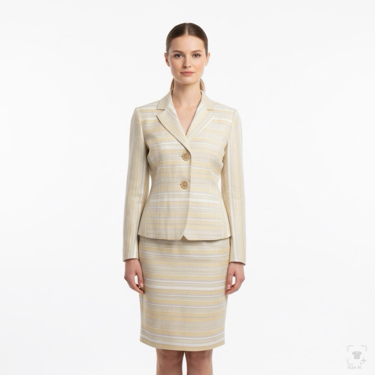 Christian Dior Women’s Yellow & White Stripe Blazer & Skirt Set Size 2