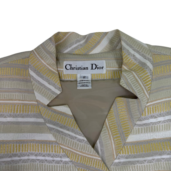 Christian Dior Women’s Yellow & White Stripe Blazer & Skirt Set Size 2