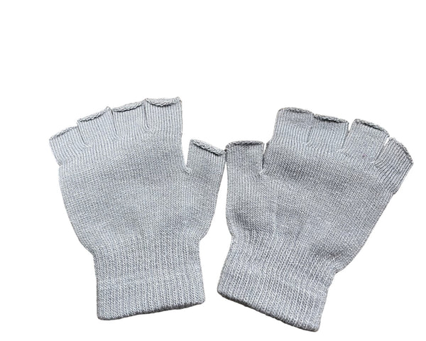 Gray Mens Convertible Knit Gloves Fingerless Mittens One Button Flap Winter Warm