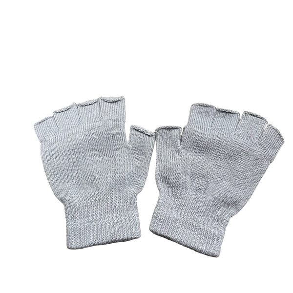 Gray Mens Convertible Knit Gloves Fingerless Mittens One Button Flap Winter Warm