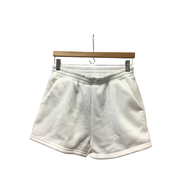 Shein Womens White Fleece-Lined Casual Elastic Waist Shorts Size Large