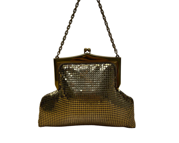 Vintage Whiting & Davis Co Women’s Gold Mesh Chain Handle Clutch Bag Sz S