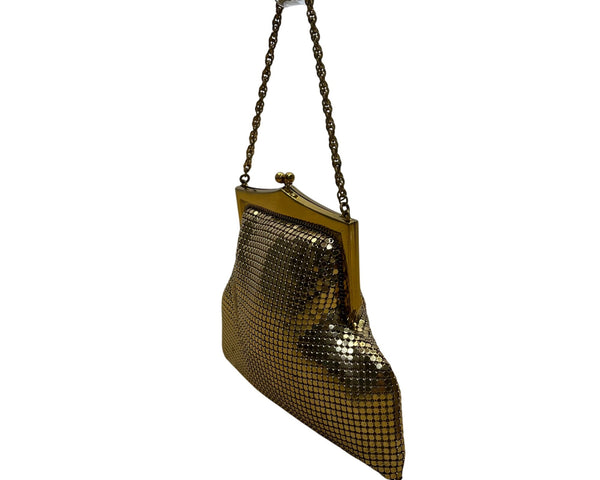 Vintage Whiting & Davis Co Women’s Gold Mesh Chain Handle Clutch Bag Sz S