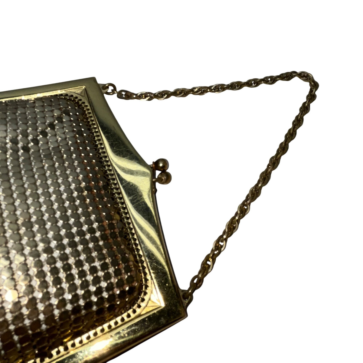 Vintage Whiting & Davis Co Women’s Gold Mesh Chain Handle Clutch Bag Sz S