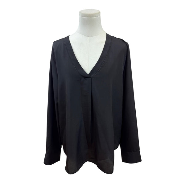 J.Crew Womens Black Long Sleeve V-Neck Blouse Size XL