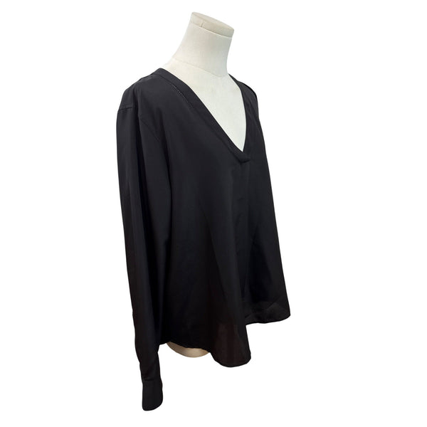 J.Crew Womens Black Long Sleeve V-Neck Blouse Size XL