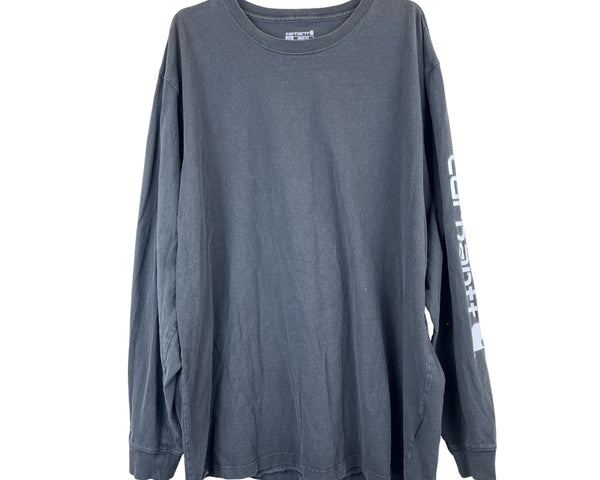 Carhartt Mens Dark Gray Cotton Long-Sleeve Shirt 2XL Tall Loose Fit Built Tough