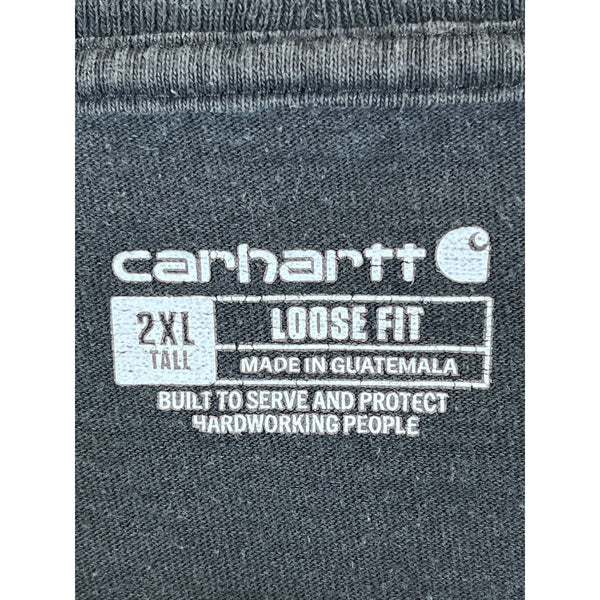 Carhartt Mens Dark Gray Cotton Long-Sleeve Shirt 2XL Tall Loose Fit Built Tough