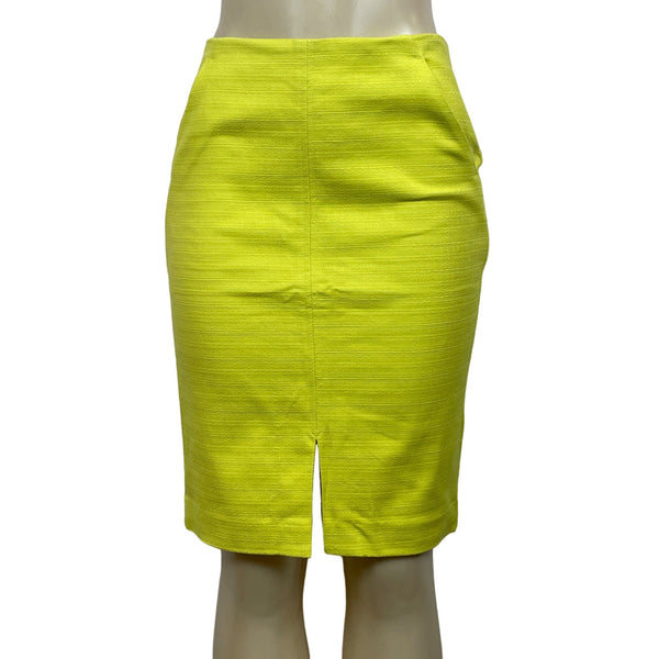 Loft Women's Neon Yellow Knee Length Pencil Skirt Sz 4