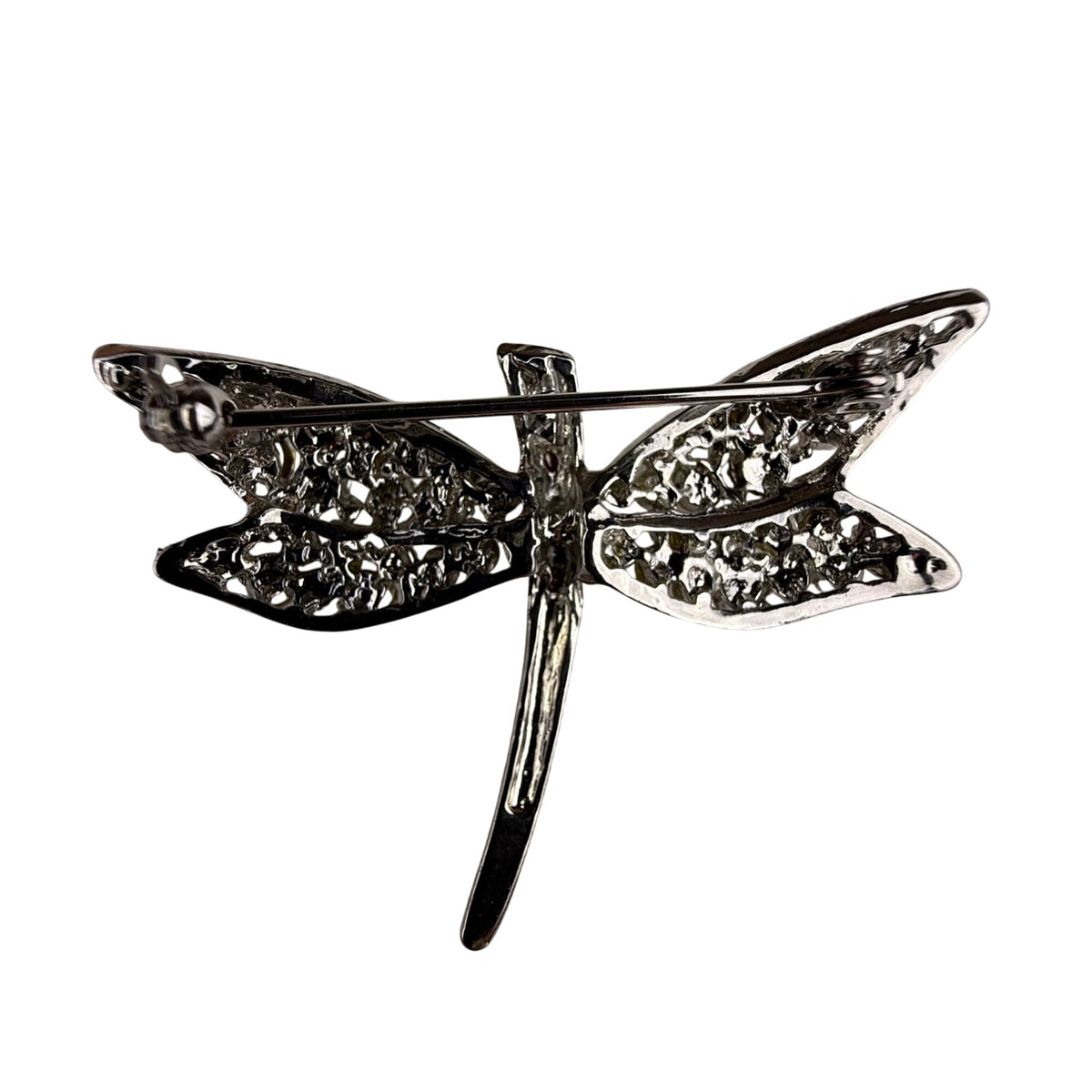 Silver Tone Multi-Color Rhinestone Dragonfly Brooch Pin Sparkling Insect Jewelry