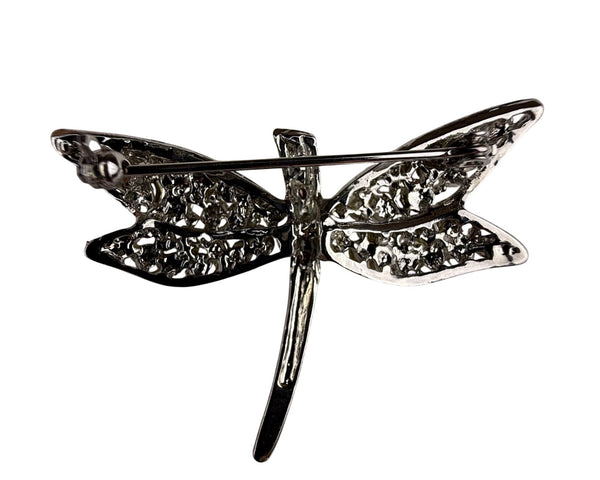 Silver Tone Multi-Color Rhinestone Dragonfly Brooch Pin Sparkling Insect Jewelry