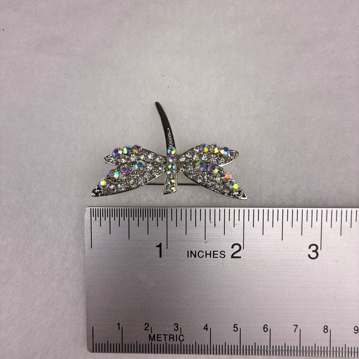 Silver Tone Multi-Color Rhinestone Dragonfly Brooch Pin Sparkling Insect Jewelry
