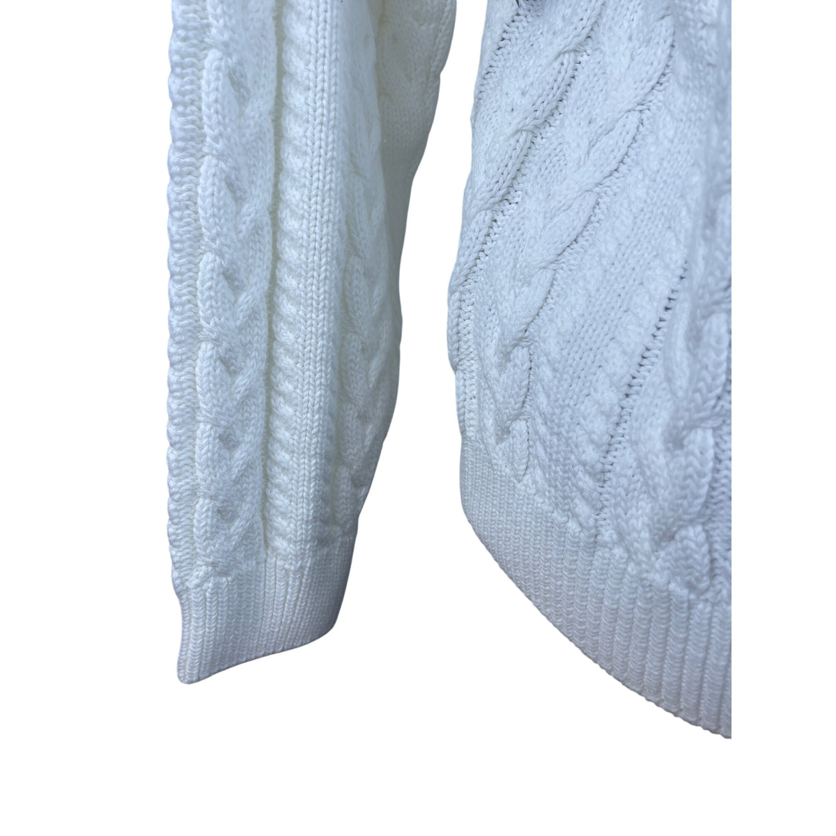 Wainscott Women's White Cotton Cable Knit Turtleneck Sweater Size L