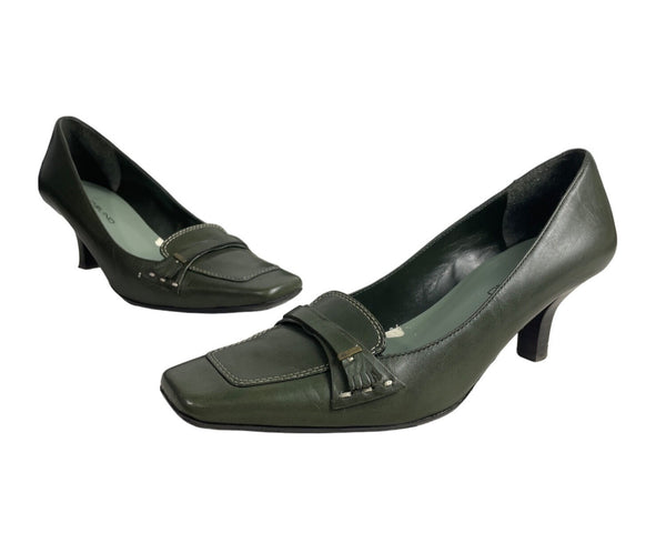 Bandolino Women's Dark Green Leather Tannis Loafers Pumps Sz 8 - Original Box