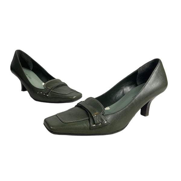 Bandolino Women's Dark Green Leather Tannis Loafers Pumps Sz 8 - Original Box