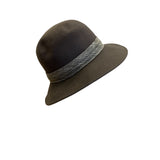 Makins New York Womens Brown Wool Hat With Plaid Band Detail Wide Brim Fedora Style
