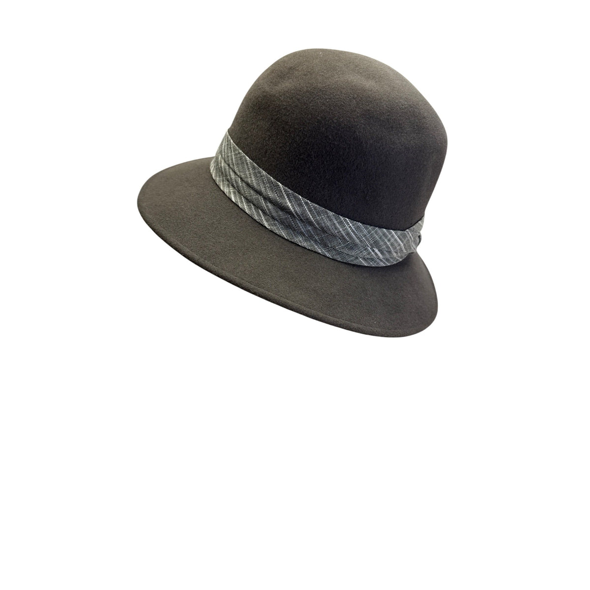 Makins New York Womens Brown Wool Hat With Plaid Band Detail Wide Brim Fedora Style
