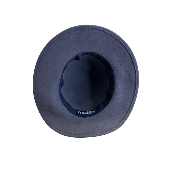 Makins New York Womens Brown Wool Hat With Plaid Band Detail Wide Brim Fedora Style