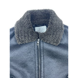 Zara Boys Black Shearling Collar Faux Leather Fleece Jacket With Zipper Sz 6