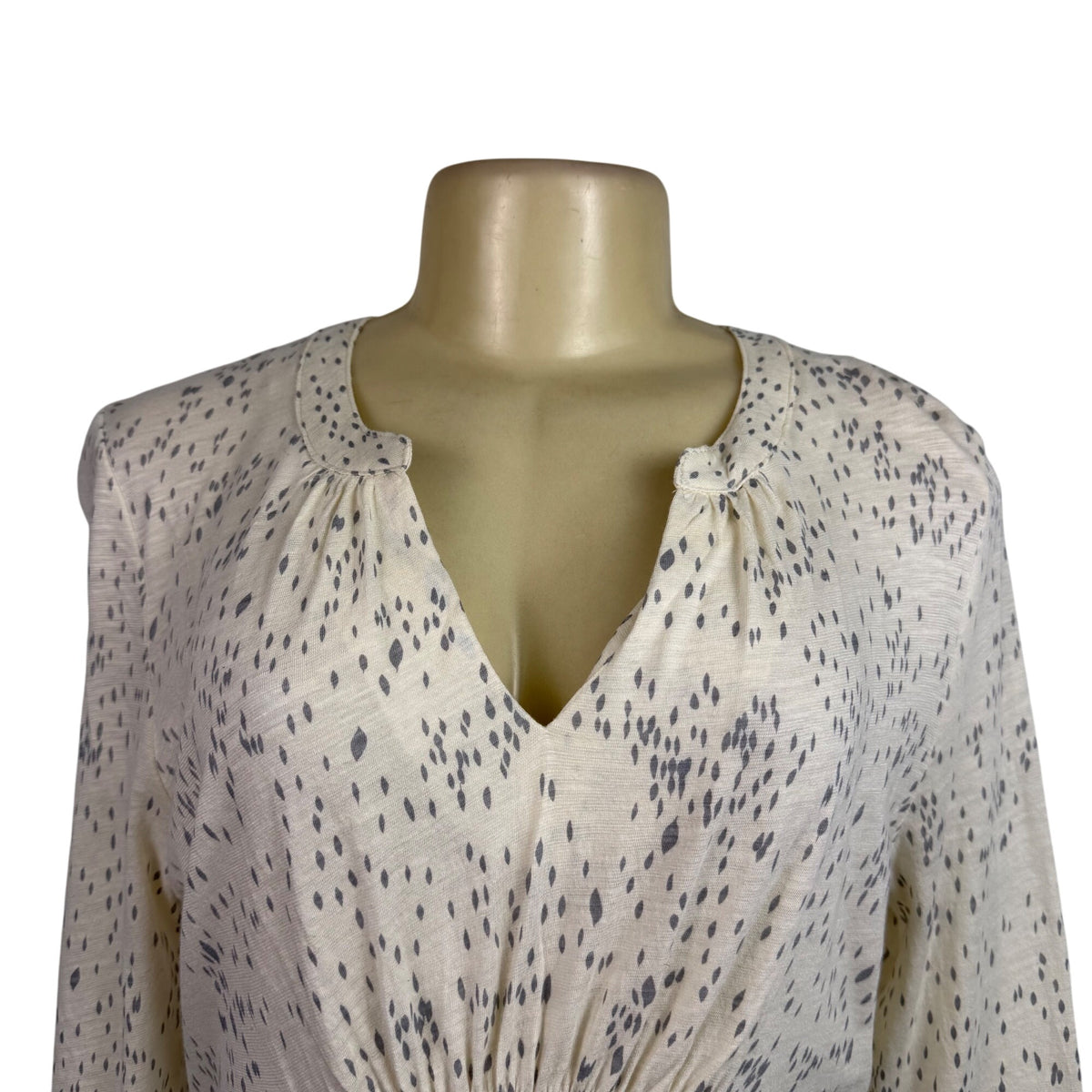 Calvin Klein Womens Beige Cotton Blend Long Sleeve Printed Top Lightweight Sz M