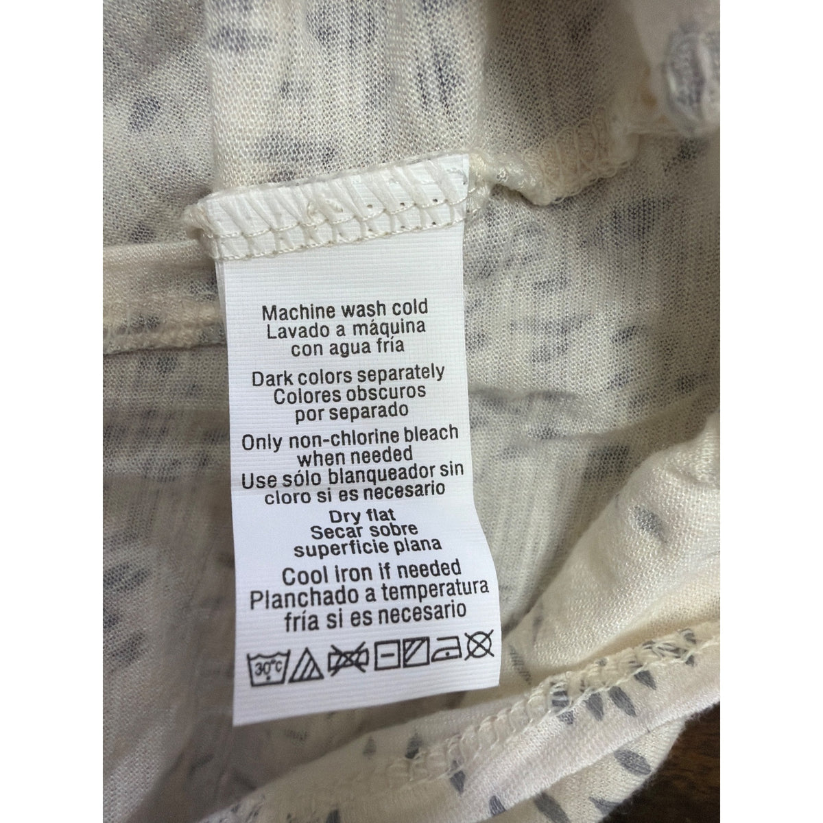 Calvin Klein Womens Beige Cotton Blend Long Sleeve Printed Top Lightweight Sz M