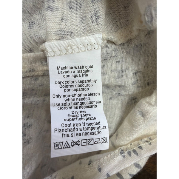 Calvin Klein Womens Beige Cotton Blend Long Sleeve Printed Top Lightweight Sz M