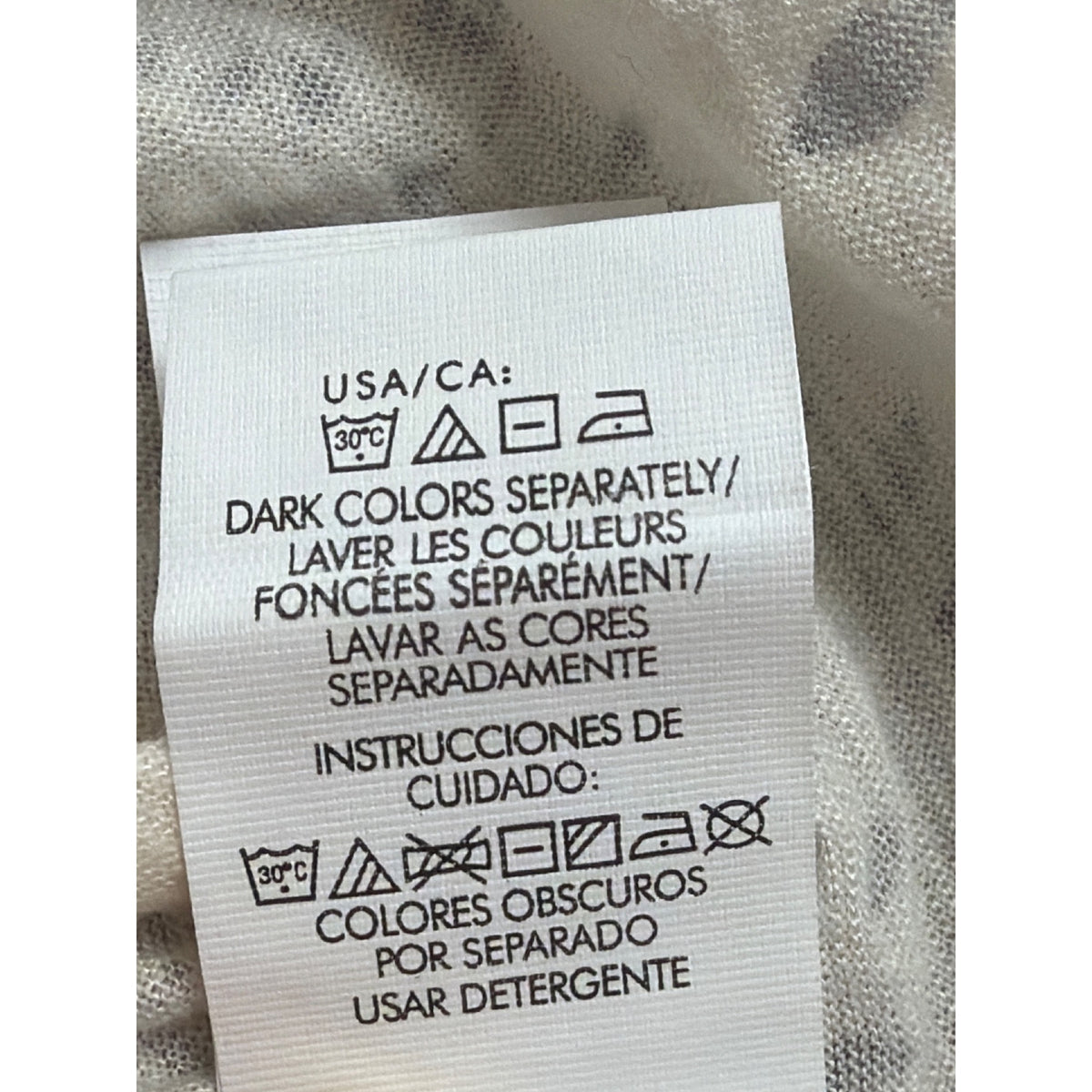 Calvin Klein Womens Beige Cotton Blend Long Sleeve Printed Top Lightweight Sz M