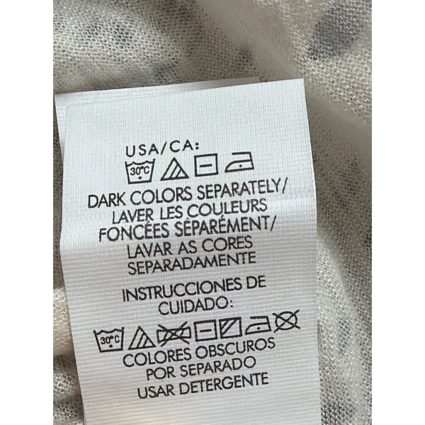 Calvin Klein Womens Beige Cotton Blend Long Sleeve Printed Top Lightweight Sz M