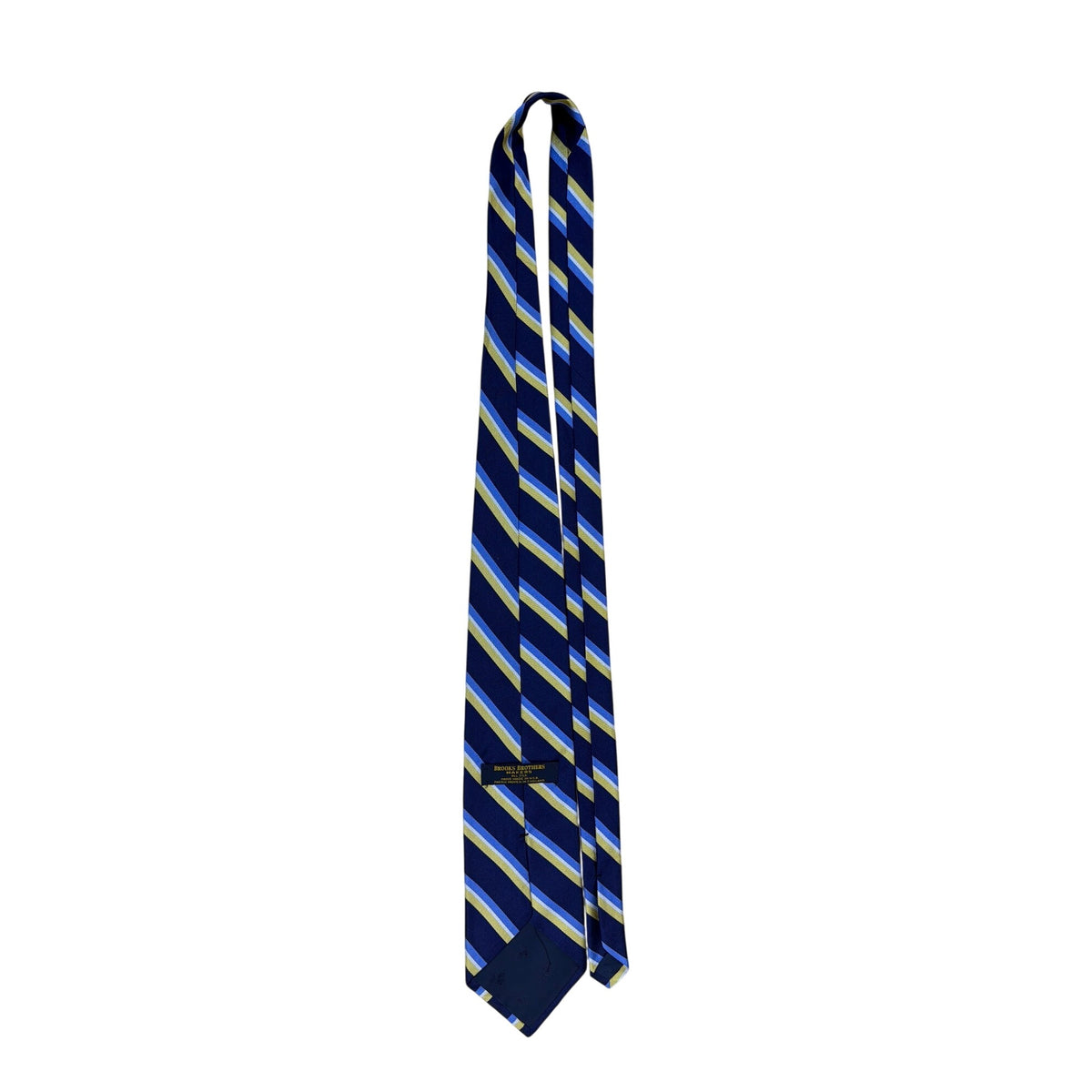 Vintage Brooks Brothers Mens Blue/Yellow Striped Silk Necktie Handmade In USA