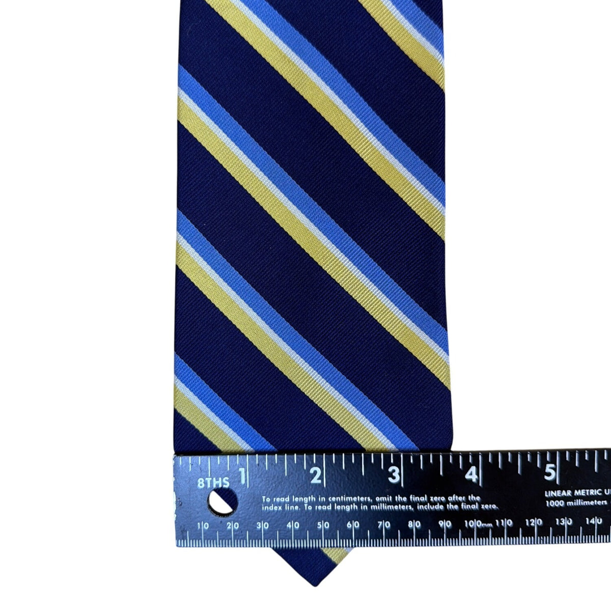 Vintage Brooks Brothers Mens Blue/Yellow Striped Silk Necktie Handmade In USA